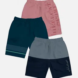 HELLCAT Boys Pack Of 3 Typography Printed Regular Shorts-image-58