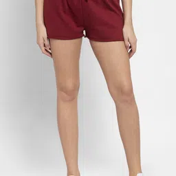 DOOR74 Women Maroon Cotton Outdoor Sports Shorts-picture-10