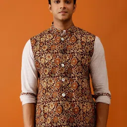 Streaks & Crosses Printed Pure Cotton Reversible Nehru Jackets-14