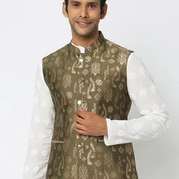 Ethnicity Ethnic Motifs Woven Design Jacquard Nehru Jackets-picture-36