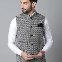 even Men Woven Design Nehru Jackets-29