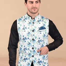 PRINTCULTR Mandarin Collar Printed Nehru Jacket-picture-38