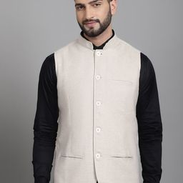 even Woven-Design Woolen Nehru Jacket-image-34