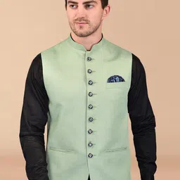 PRINTCULTR Mandarin Collar Woven Nehru Jackets-picture-22