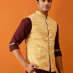 Streaks & Crosses Woven Design Reversible Pure Cotton Nehru Jacket-picture-11