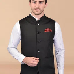 PRINTCULTR Mandarin Collar Woven Nehru Jacket-picture-19