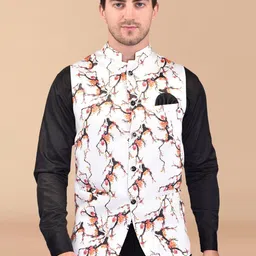 PRINTCULTR Printed Mandarin Collar Nehru Jackets-9