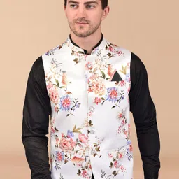 PRINTCULTR Floral Printed Mandarin Collar Nehru Jacket-picture-14