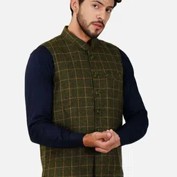 Vastraa Fusion Checked Woven Nehru Jackets-image-27