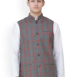Exotic India  Checked Nehru Jackets-picture-42