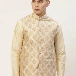 Jompers Men Cream Woven Design Ethnic Nehru Jackets-picture-41