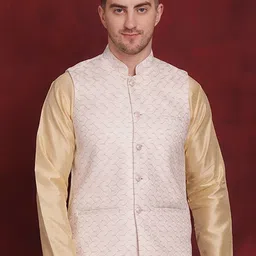 Jompers Woven Design Mandarin Collar Nehru Jackets-image-85