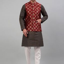 Jompers Ethnic Motifs Printed Silk Cotton Nehru Jackets-34