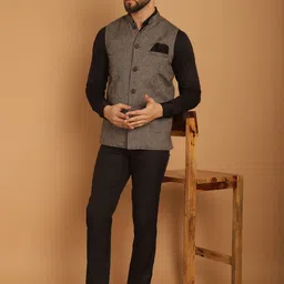 even Mandarin Collar Sleeveless Pure Woollen Nehru Jacket-picture-10