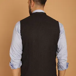 even Mandarin Collar Sleeveless Pure Woollen Nehru Jacket-picture-40