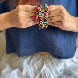 Janpath Online Set Of 2 Kutchi Embroiderered Bangles-22