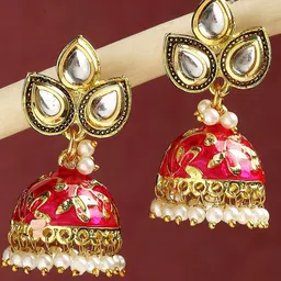 OOMPH Dome Shaped Meenakari Jhumkas-image-93
