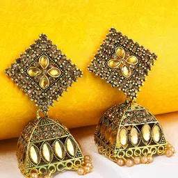 Fashion Frill Gold-Plated Dome Shaped  Jhumkas Earrings-image-91