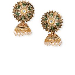 Anouk Brass-Plated Beaded Floral Jhumkas-image-35