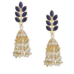 Anouk Blue Brass-Plated Floral Jhumkas-image-26