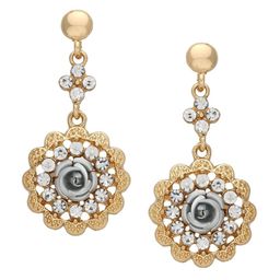 Crunchy Fashion Gold-Plated Floral Drop Earrings-image-42