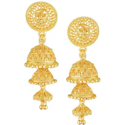 Vighnaharta Gold-Plated Floral Jhumkas Earrings image 1