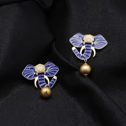 CELEBRAVO Brass-Plated Pearl Animal Shaped Drop Earrings-4