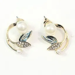 FIMBUL Gold-Plated Leaf Shaped Studs Earrings-13