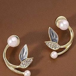 FIMBUL Gold-Plated Leaf Shaped Stud Earrings-8
