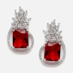 Aazeen Rhodium-Plated Paisley Shaped Studs Earrings-picture-34