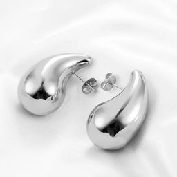 FIMBUL Silver-Plated Teardrop Shaped Drop Earrings-19