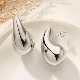 FIMBUL Silver-Plated Lightweight Teardrop Shaped Drop Earrings-3