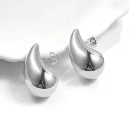 FIMBUL Silver-Toned Teardrop Lightweight Shaped Drop Earrings-54
