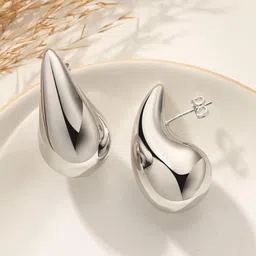Krelin Silver-Plated Teardrop Shaped Lightweight Studs Earrings-image-98