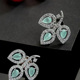 ZENEME Sea Green Leaf Shaped Studs Earrings-57