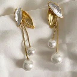 Krelin Gold-Plated Leaf Shaped Drop Earrings-46