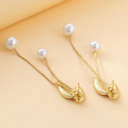 Krelin Gold-Plated Leaf Shaped Drop Earrings-image-55