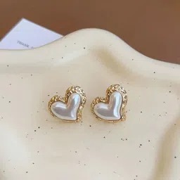 Krelin Gold-Plated Heart Shaped Studs Earrings-7