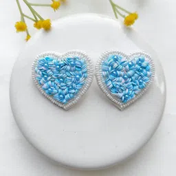 Crunchy Fashion Beaded Heart Shaped Studs Earrings-54