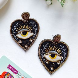 Crunchy Fashion Beaded Heart Shaped Drop Earrings-image-63