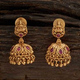 Kushal's Fashion Jewellery Gold-Plated Dome Shaped Jhumkas-42