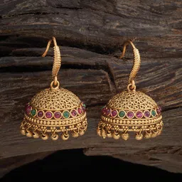 Kushal's Fashion Jewellery Gold-Plated Dome Shaped Jhumkas-15