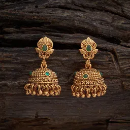 Kushal's Fashion Jewellery Gold-Plated Stones Studded Dome Shaped Jhumkas-12