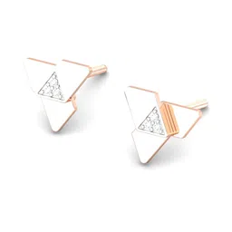 KUBERBOX Robo Rhombus 18KT Rose Gold Diamond-Studded Earrings-1.16gm-image-13