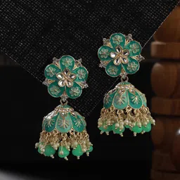 Jazz and Sizzle Gold-Plated Stone Studded Dome Shaped Jhumkas-36