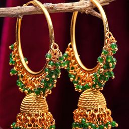 Kennice Gold Plated Dome Shaped Jhumkas Earrings-32