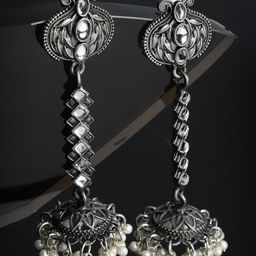 PANASH Silver-Plated Dome Shaped Jhumkas Earrings-10