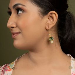 QUEENS JEWELS Leaf Shaped Jhumkas Earrings-6