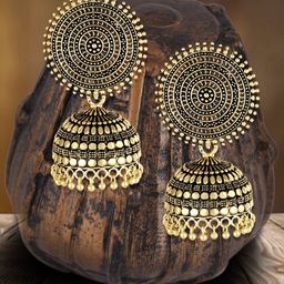 DIVASTRI Peacock Shaped Jhumkas Earrings-image-1
