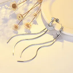 Yellow Chimes Silver Plated Contemporary Drop Earrings-33
